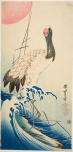 Gru, onde e sole nascente da Utagawa Hiroshige