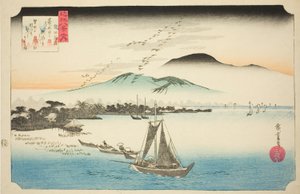 Oche discendenti a Katada (Katada rakugan), dalla serie "Otto vedute di Omi (Omi hakkei no uchi)" da Utagawa Hiroshige