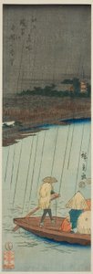 Vista lontana del Tempio Kinryuzan dal fiume Asakusa, dalla serie "Luoghi famosi di Edo (Edo meisho)" da Utagawa Hiroshige