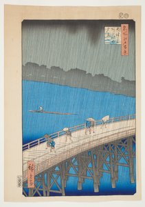 Acquazzone al ponte Ohashi, Atake, dalla serie "Cento vedute famose di Edo". da Utagawa Hiroshige