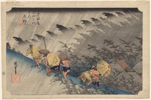 Pioggia battente a Shono (Stazione 46) dalla serie Cinquantatré stazioni del Tokaido da Utagawa Hiroshige