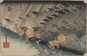 Pioggia battente a Shono, dalla serie Cinquantatré stazioni del Tokaido da Utagawa Hiroshige
