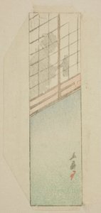 Busta di donna dietro schermi scorrevoli da Utagawa Hiroshige