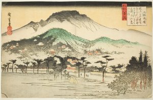 Campana della sera al Tempio di Mii (Mii bansho), dalla serie "Otto vedute di Omi (Omi hakkei no uchi)" da Utagawa Hiroshige