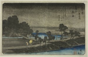 Pioggia Serale al Santuario di Azuma (Azuma no mori yau), dalla serie "Otto Vedute nei Dintorni di Edo (Edo Kinko hakkei no uchi)"