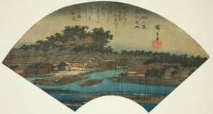 Pioggia serale a Matsuchiyama (Matsuchiyama yau), dalla serie "Otto vedute della capitale orientale (Toto hakkei)" da Utagawa Hiroshige