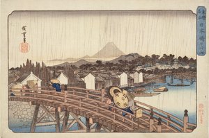 Pioggia serale al ponte Nihonbashi, da Luoghi celebri della capitale orientale, c.1832 da Utagawa Hiroshige