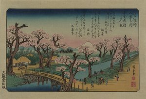 Bagliore serale al Ponte di Koganei. Dalla serie Otto vedute nei dintorni di Edo, 1838 da Utagawa Hiroshige
