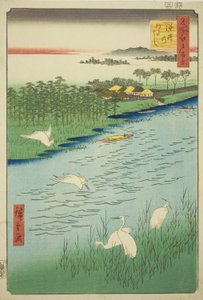 Attraversamento del traghetto a Sakasai, dalla serie "Cento vedute famose di Edo" da Utagawa Hiroshige