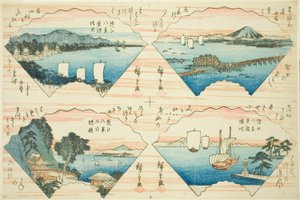 Quattro Vedute dalla serie Otto Vedute di Omi da Utagawa Hiroshige