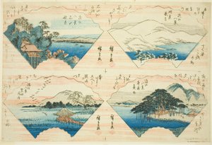 Quattro vedute dalla serie Otto vedute di Omi (Omi Hakkei)