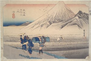 Il Fuji al mattino a Hara, dalla serie Cinquantatré stazioni del Tokaido da Utagawa Hiroshige