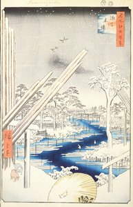 Depositi di legname di Fukagawa, n.106 da Cento famosi vedute di Edo, 1856 da Utagawa Hiroshige