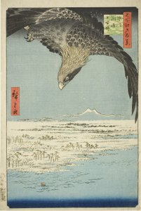 Fukagawa Susaki e Jumantsubo (Fukagawa Susaki Jumantsubo), dalla serie "Cento vedute famose di Edo (Meisho Edo hyakkei)" da Utagawa Hiroshige