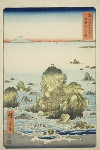 Baia di Futami nella provincia di Ise (Ise Futamigaura), dalla serie "Trentasei vedute del Monte Fuji (Fuji sanjurokkei)" da Utagawa Hiroshige