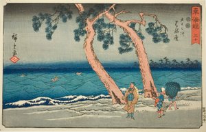 Hamamatsu—No. 30, dalla serie "Le cinquantatré stazioni del Tokaido (Tokaido gojusan tsugi)", noto anche come il Reisho Tokaido da Utagawa Hiroshige