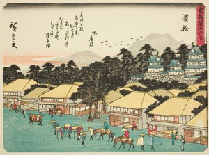 Hamamatsu, dalla serie "Le cinquantatré stazioni del Tokaido (Tokaido gojusan tsugi)," conosciuta anche come il Tokaido con poesia (Kyoka iri Tokaido) da Utagawa Hiroshige