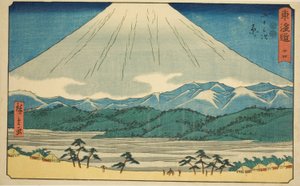 Hara—No. 14, dalla serie "Le cinquantatré stazioni del Tokaido (Tokaido gojusan tsugi)," noto anche come il Reisho Tokaido da Utagawa Hiroshige