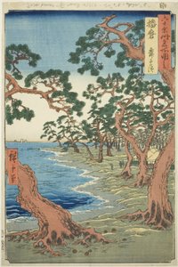 Provincia di Harima: Spiaggia di Maiko, dalla serie "Luoghi famosi nelle sessanta e più province" da Utagawa Hiroshige