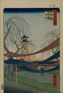 Campo di Equitazione di Hatsune a Bakuro-cho Cento Famosi Vedute di Edo, 1856-1858 da Utagawa Hiroshige