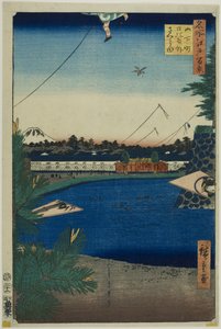 Hibiya e Soto-Sakurada da Yamashita-cho (Yamashita-cho Hibiya Soto-Sakurada), dalla serie "Cento vedute famose di Edo (Meisho Edo hyakkei)". da Utagawa Hiroshige