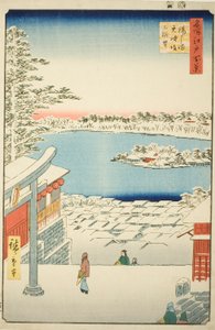 Vista dalla collina del santuario Yushima Tenjin (Yushima Tenjin sakaue tenbo), dalla serie "Cento famose vedute di Edo (Meisho Edo hyakkei)" da Utagawa Hiroshige