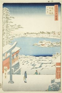 Vista dalla collina dal Santuario Yushima Tenjin (Yushima Tenjin sakaue tenbo), dalla serie "Cento famose vedute di Edo (Meisho Edo hyakkei)" da Utagawa Hiroshige