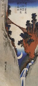 Hiroshige, Un ponte attraverso una profonda gola da Utagawa Hiroshige