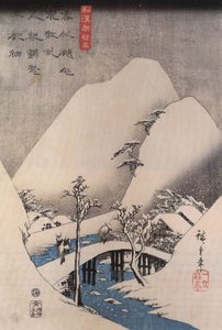 Hiroshige, Un ponte in un paesaggio innevato