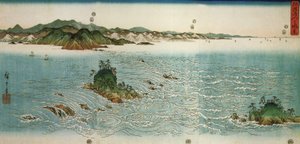 Hiroshige, Vortici su una costa rocciosa da Utagawa Hiroshige