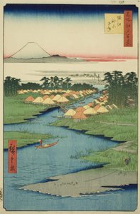 Horie e Nekozane, dalla serie "Cento famosi vedute di Edo (Meisho Edo hyakkei)" da Utagawa Hiroshige