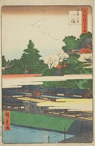Santuario Ichigaya Hachiman (Ichigaya Hachiman), n. 41 della serie "Cento vedute famose di Edo (Meisho Edo hyakkei)". da Utagawa Hiroshige