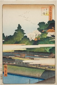 Santuario di Ichigaya Hachiman (Ichigaya Hachiman), dalla serie "Cento Vedute Famose di Edo (Meisho Edo hyakkei)"