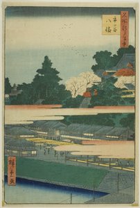 Santuario Ichigaya Hachiman (Ichigaya Hachiman), dalla serie "Cento vedute famose di Edo (Meisho Edo hyakkei)".