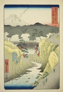 Passo di Inume nella provincia di Kai (Kai Inume toge), dalla serie "Trentasei vedute del Monte Fuji (Fuji sanjurokkei)" da Utagawa Hiroshige