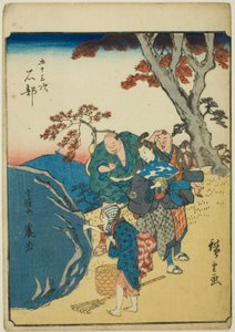 Ishibe, dalla serie "Le cinquantatré stazioni [del Tokaido] (Gojusan tsugi)," conosciuta anche come il Tokaido delle figure (Jinbutsu Tokaido)