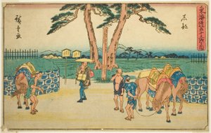 Ishibe, dalla serie Cinquantatré stazioni del Tokaido (Tokaido gojusan tsugi no uchi), noto anche come Gyosho Tokaido da Utagawa Hiroshige