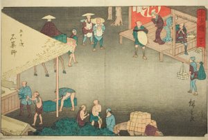 Ishiyakushi—No. 45, dalla serie "Le Cinquantatré Stazioni del Tokaido (Tokaido gojusan tsugi)", noto anche come il Tokaido Reisho da Utagawa Hiroshige