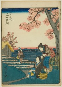 Ishiyakushi, dalla serie "Cinquantaquattro stazioni [del Tokaido] (Gojusan tsugi)," noto anche come il Tokaido delle figure (Jinbutsu Tokaido)