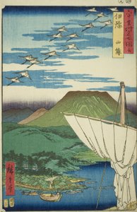 Provincia di Iyo: Saijo (Iyo, Saijo), dalla serie "Luoghi famosi nelle sessanta province (Rokujuyoshu meisho zue)" da Utagawa Hiroshige