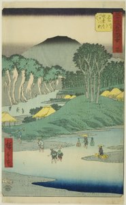 Kakegawa: Attraversamento delle quarantotto rapide sulla strada di Akiba, n. 27 dalla serie "Famosi panorami delle cinquantatré stazioni"