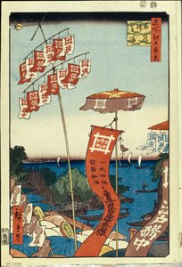 Ponte Kanasugi e Shibaura. Cento famosi vedute di Edo, c. 1858 da Utagawa Hiroshige