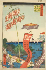 Ponte Kanasugi a Shibaura, dalla serie "Cento vedute famose di Edo" da Utagawa Hiroshige