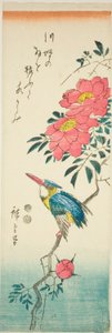 Martin pescatore e rose da Utagawa Hiroshige