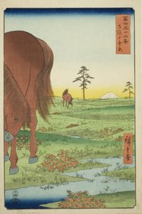 Pianura di Kogane nella provincia di Shimosa (Shimosa Koganehara), dalla serie "Trentasei vedute del Monte Fuji (Fuji sanjurokkei)" da Utagawa Hiroshige