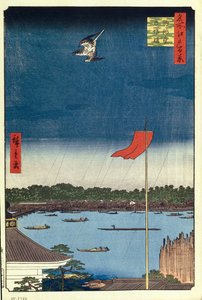Komakata Hall e Ponte Azuma Cento famosi vedute di Edo, 1856-1858 da Utagawa Hiroshige