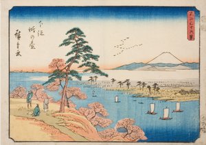 Konodai nella provincia di Shimosa, dalla serie "Trentasei vedute del Monte Fuji" da Utagawa Hiroshige