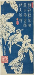 Nespolo e uccello da Utagawa Hiroshige