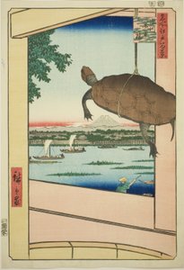 Ponte Mannen, Fukagawa, dalla serie "Cento Vedute Famosi di Edo" da Utagawa Hiroshige
