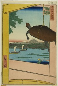 Ponte Mannen, Fukagawa (Fukagawa Mannenbashi), dalla serie "Cento vedute famose di Edo (Meisho Edo hyakkei)".